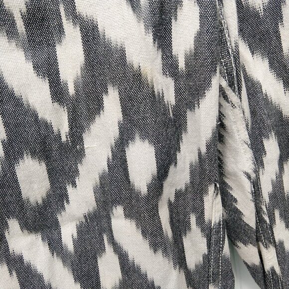 J Crew Seaside Ikat Print Pants Size 2 Joggers Gray White Pull On Boho Pockets - Picture 7 of 12